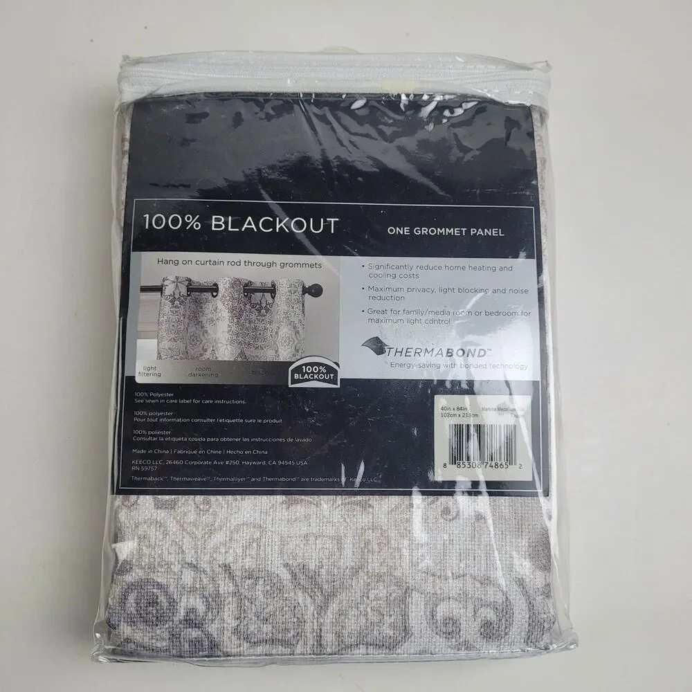 NEW Eclipse Medallion 'Taupe' Blackout grommet top curtain 40x84 #CT15